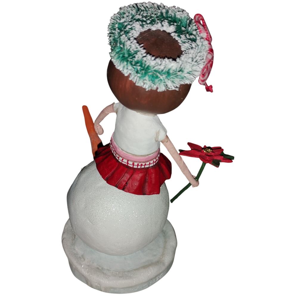 Lori Mitchell “Merry and Bright” Christmas Figurine Girl on Snowman Signed - Picture 3 of 4